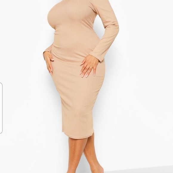 Boohoo Dresses & Skirts - High neck rib bodycon dress midi